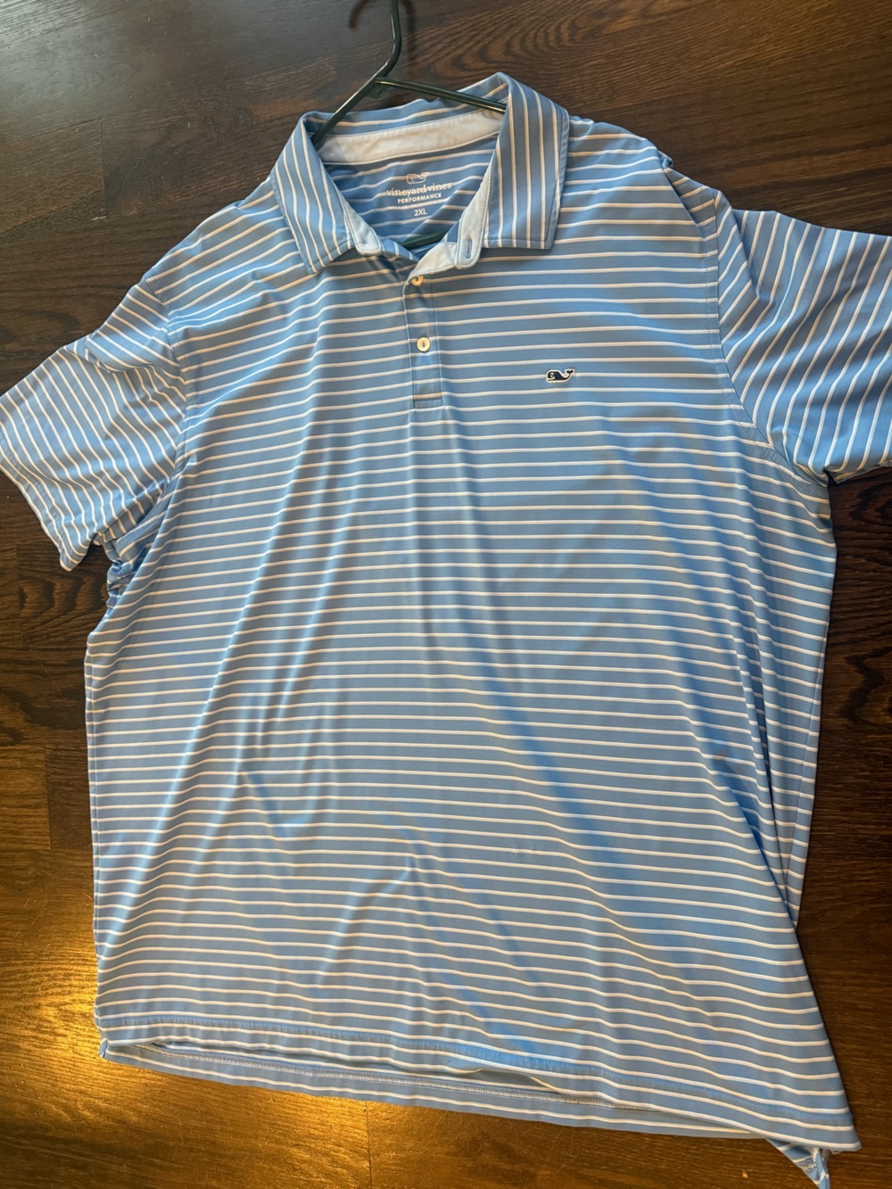Vineyard Vines XXL Striped Light Blue Polo Shirt with Whale Logo